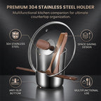 ⚡Free Shipping⚡Spoon Rest with Pot Lid Holder, Stainless Steel Vertical Rack,Deep Drip Catcher Utensil Rest for Spoons, Spatulas & Ladles, Heat Resistant Durable Countertop Organizer