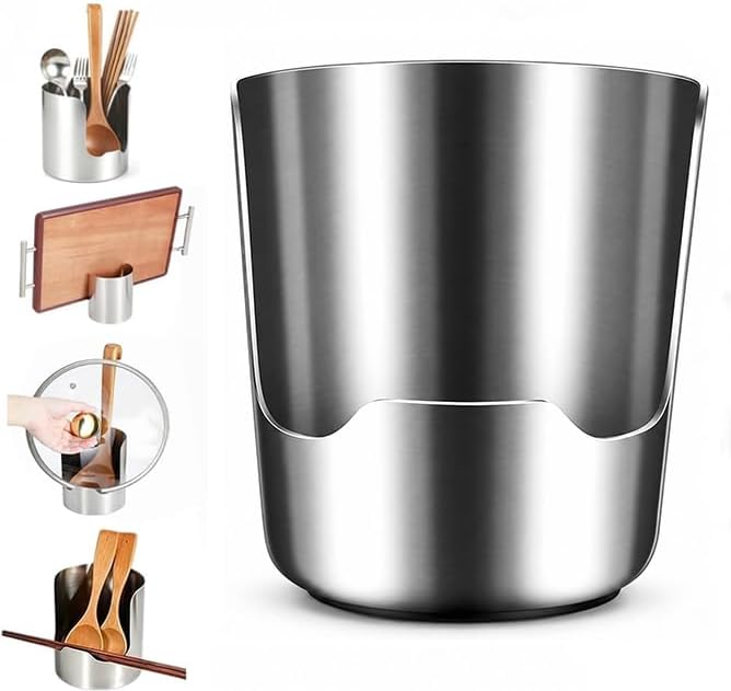 ⚡Free Shipping⚡Spoon Rest with Pot Lid Holder, Stainless Steel Vertical Rack,Deep Drip Catcher Utensil Rest for Spoons, Spatulas & Ladles, Heat Resistant Durable Countertop Organizer