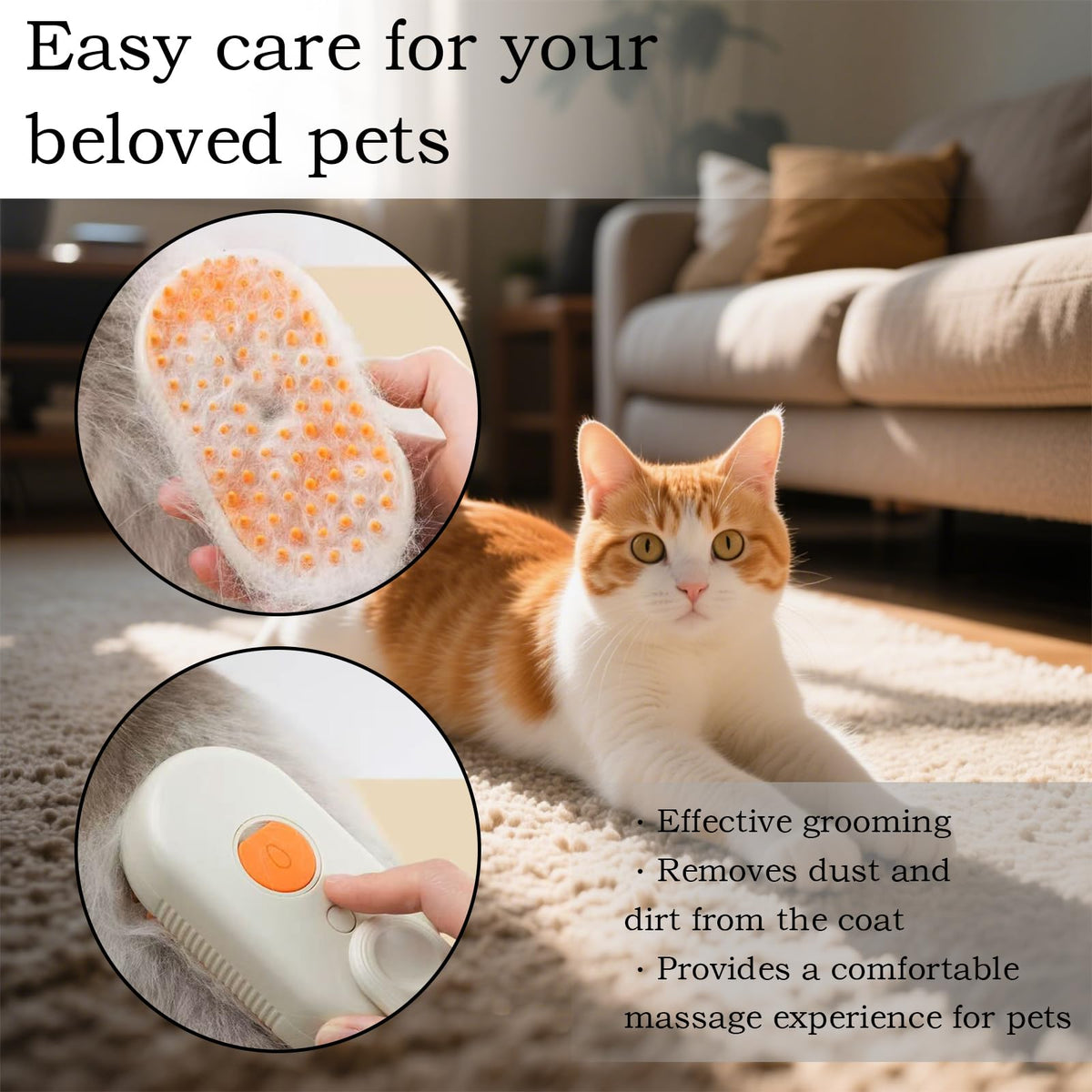 Final 3 Hours: 60%OFF 🔥4-in-1 Pet Steam Spray Comb for Detangling and Deshedding - No Bath Needed, Specialized Cat and Dog Grooming Brush
