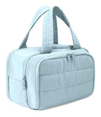 Travel Toiletry Bag for Women, Large Wide-open Puffy Cosmetic Makeup Bag with Wet-Dry Separation, Multi-Pocket Organizer with Carry Handle for Toiletries, Cosmetics, Essentials, Camel