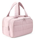 Travel Toiletry Bag for Women, Large Wide-open Puffy Cosmetic Makeup Bag with Wet-Dry Separation, Multi-Pocket Organizer with Carry Handle for Toiletries, Cosmetics, Essentials, Camel