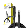 240W Braided USB-C to USB-C Fast Charge Cable with Built-in Foldable Phone Stand, T-Shaped Durable Charging Cord, 1.5M Length, Compatible with Smartphones, Tablets, and Laptops (Black, 1 Pack)