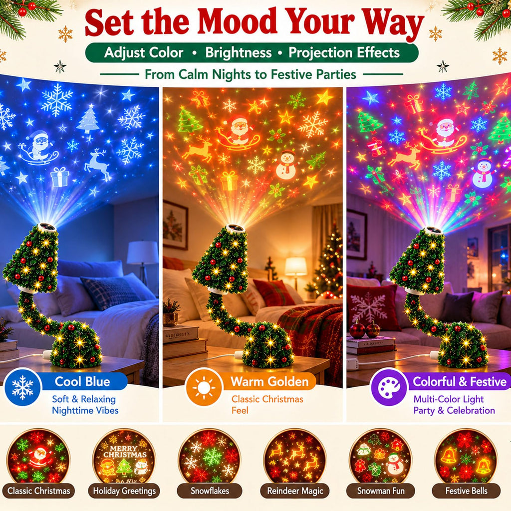 Portable LED Christmas Tree Projection Light USB Projector Holiday Decoration for Indoor Festive Atmosphere