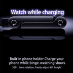 240W Braided USB-C to USB-C Fast Charge Cable with Built-in Foldable Phone Stand, T-Shaped Durable Charging Cord, 1.5M Length, Compatible with Smartphones, Tablets, and Laptops (Black, 1 Pack)
